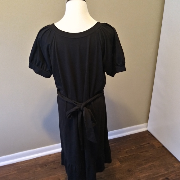 Black Dress with Belt and Short Sleeves and Ruffle Size XL - Picture 7 of 7